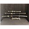 Image 1 : 3 PIECE SWORD SET WITH DISPLAY RACK