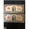 Image 1 : VINTAGE U.S.A TWO DOLLAR RED SEAL BANKNOTE LOT (1928)