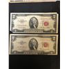 Image 1 : VINTAGE U.S.A TWO DOLLAR RED SEAL BANKNOTE LOT (1953)