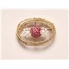 Image 1 : Signed Vintage 18K Gold Ruby Pearl Brooch