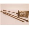 Image 2 : Victorian Engraved Brass Fireside Set