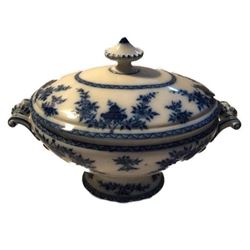 Late 19thc Furnival & Sons Bombay Flow Blue Large Tureen