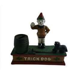Trick Dog Cast Iron Mechanical Coin Money Bank Vintage Works