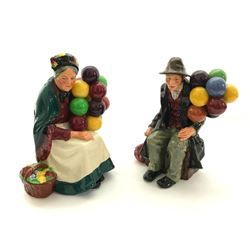 Pair of Retired Royal Doulton Balloon Sellers Porcelain Figures