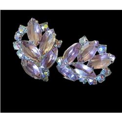 Vintage 1960's Juliana Gorgeous Lavender Stunning Rhinestone Clip Earrings