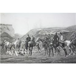 1880's Photogravure, Hunting, Fox Hounds, Trophy