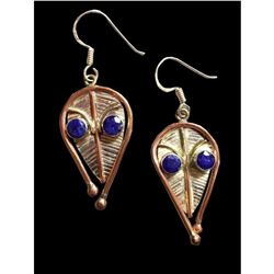 Sapphire Sterling & Copper Abstract Leaf Earrings