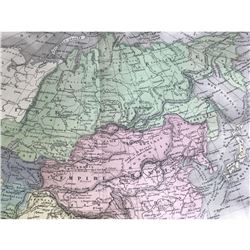 Early color French map of Asie (Asia).