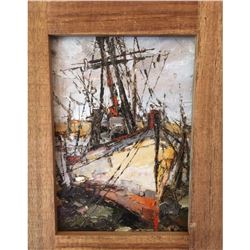 Original Abstract Painting Oil On Canvas Board 5x7" Signed