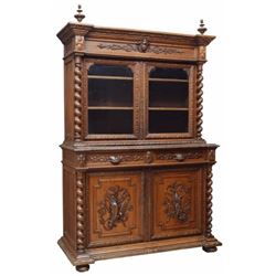 French Henri Ii Style Carved Oak Game Sideboard