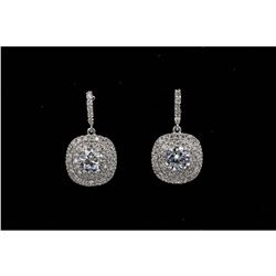 18k White Gold Plated Cubic Zirconia Cz Drop Dangle Earrings