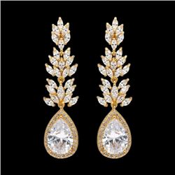 18K Gold Plated GP Cubic Zirconia CZ Wedding Bridal Drop Dangle Earrings