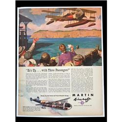 c1940's WWII Era History of Martin Aircraft Magazine Ad