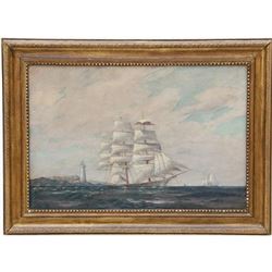 Signed T. Bailey, Clipper Ship Oil Painting