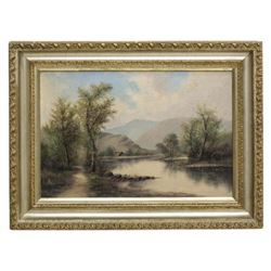 Framed Oil On Canvas Painting Landscape With Cabin