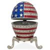 Image 1 : 2.5" USA Flag Enameled Jeweled Faberge Inspired Egg