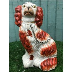 19thc English Staffordshire Russet Red & White Spaniel Dog