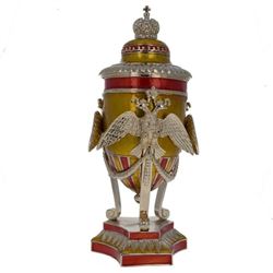 Faberge Inspired 7" Russian Imperial Double-Headed Eagle Royal Inspired Egg