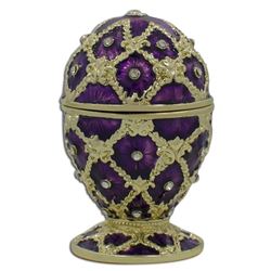 Faberge Inspired 2.5" Purple Trellis Royal Inspired Russian Easter Egg
