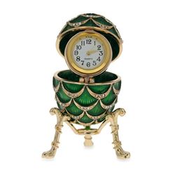 Faberge Inspired 2.7" Royal Inspired Pinecone Russian Egg with Clock