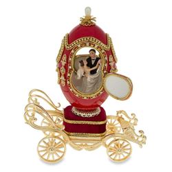 Faberge Inspired 7.1" Royal Wedding Coach Royal Inspired Russian Egg with Music Box