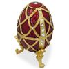 Image 2 : Faberge Inspired 4" Golden Trellis Crimson Enamel Royal Inspired Russian Egg