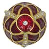 Image 5 : Faberge Inspired 4" Golden Trellis Crimson Enamel Royal Inspired Russian Egg
