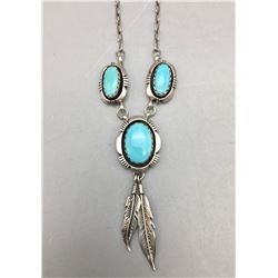 Turquoise and Sterling Silver Necklace - M. Nez