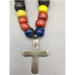 Antique Trade Cross and Trade Bead Necklace