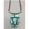 Image 1 : Turquoise Cluster Pendant with Handmade Chain