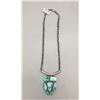 Image 2 : Turquoise Cluster Pendant with Handmade Chain