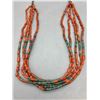 Image 1 : Four Strand Coral and Turquoise Necklace