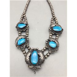 Vintage Turquoise and Sterling Silver Necklace