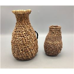 Two Vintage Twined Apache Baskets