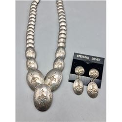 Vintage “Pillow" Necklace and Earring Set