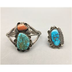 Vintage Turquoise Bracelet and Ring