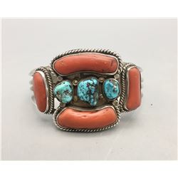 Vintage Turquoise and Coral Bracelet