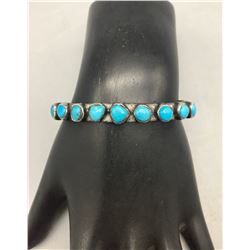 Vintage Ingot Bracelet with 9 Turquoise Stones