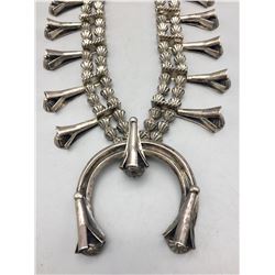 Sterling Silver Squash Blossom Necklace with Fluted Beads
