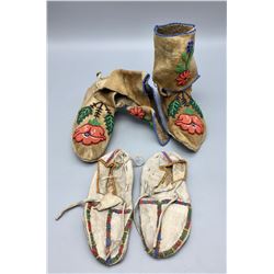 Two Pair Beaded Kids Moccasins - Plateau
