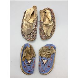 Two Pair Fully Beaded Kids Moccasins