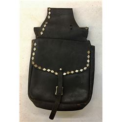 Diamond Studded Black Leather Saddle Bags