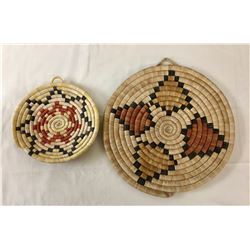 Two Hopi Coiled Plaque Basket