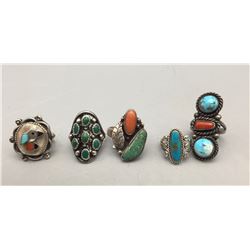 Group of Five Vintage Rings