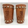 Image 1 : Spotted Leather Cuffs with Native Designs