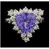 Image 2 : 4.17 ctw Tanzanite and Diamond Ring - 14KT White Gold