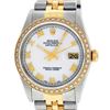 Image 1 : Rolex Mens 2 Tone 14K Mother Of Pearl Diamond 36MM Datejust Wristwatch