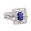 Image 1 : 2.40 ctw Sapphire and Diamond Ring - 14KT White Gold