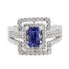 Image 2 : 2.40 ctw Sapphire and Diamond Ring - 14KT White Gold