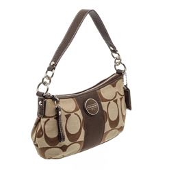 Coach Brown Monogram Canvas Leather Shoulder Bag